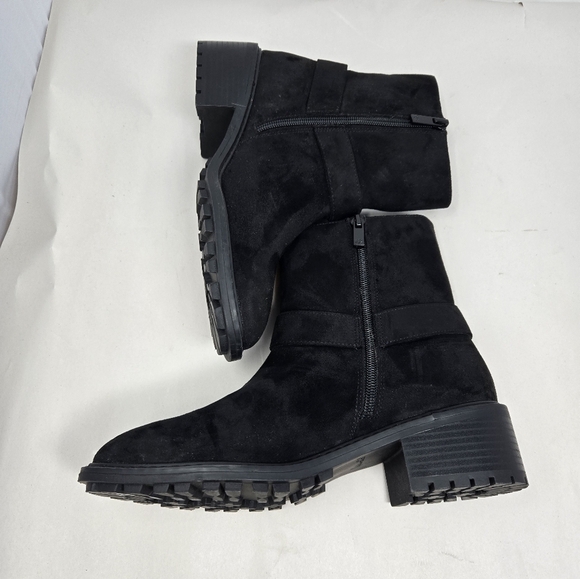 Splendid Samy Women's Boots Sz 8M Black Faux Suede Block Heel Moto Inspired - Picture 5 of 11